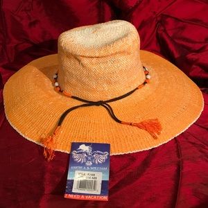 Bright fiery orange beach hat